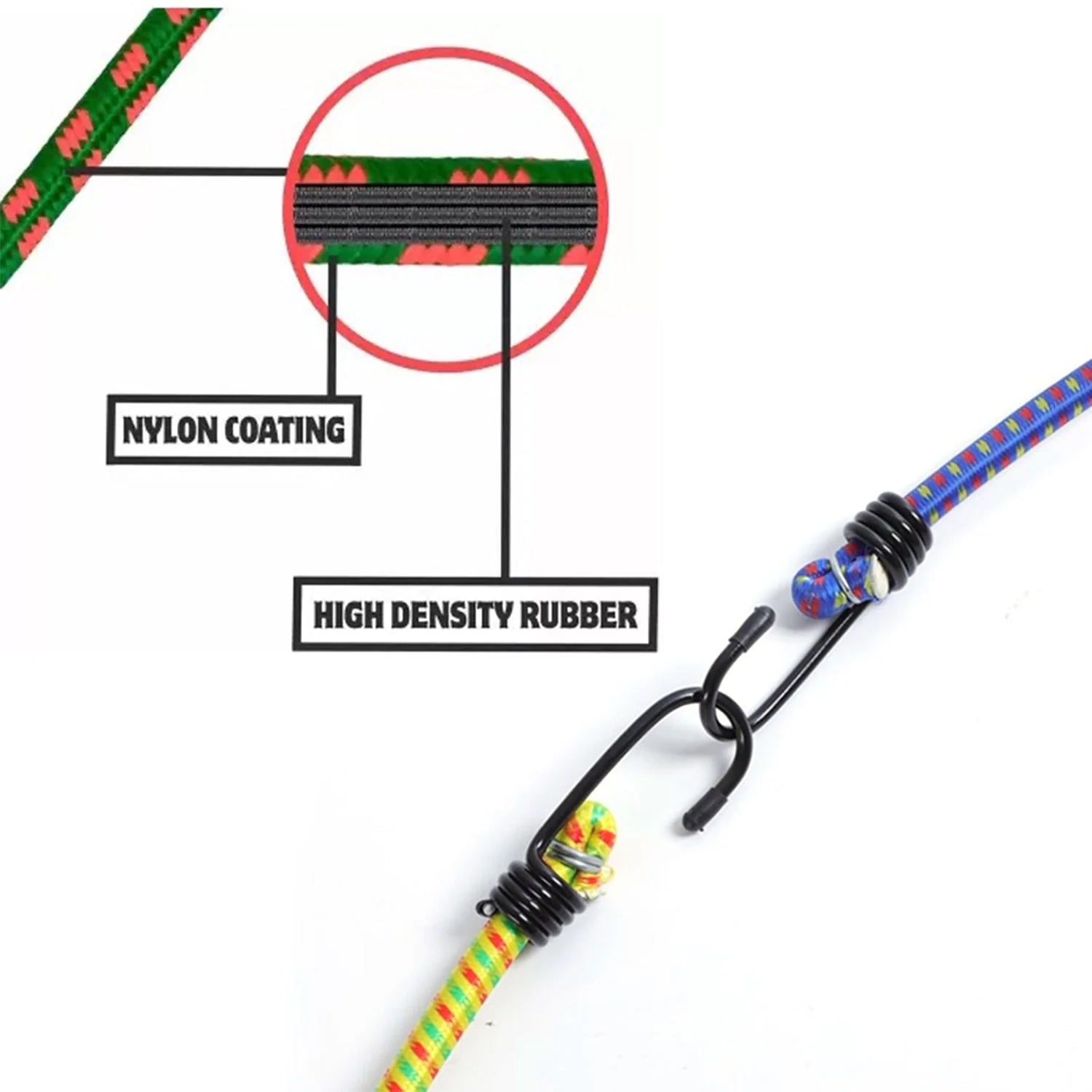 9100 Multipurpose Ultra Flexible Bungee Rope / Luggage Strap / Bungee Cord High Strength Elastic Bungee, Shock Cord Cables, Luggage Tying Rope with Hooks (2 Mtr) 9100 Multipurpose Ultra Flexible Bungee Rope / Luggage Strap / Bungee Cord High Strength Elastic Bungee, Shock Cord Cables, Luggage Tying Rope with Hooks (2 Mtr)